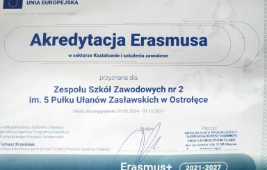Akredytacja Erasmusa dla Zespół Szkół Zawodowych Nr 2 w Ostrołęce